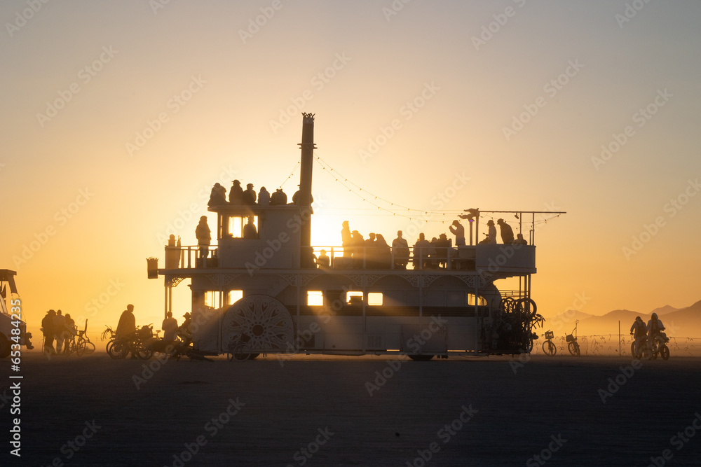 Burning Man Art Car at Sunrise 