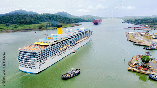 Vessels Crossing the Panama Canal in Court Gaillard