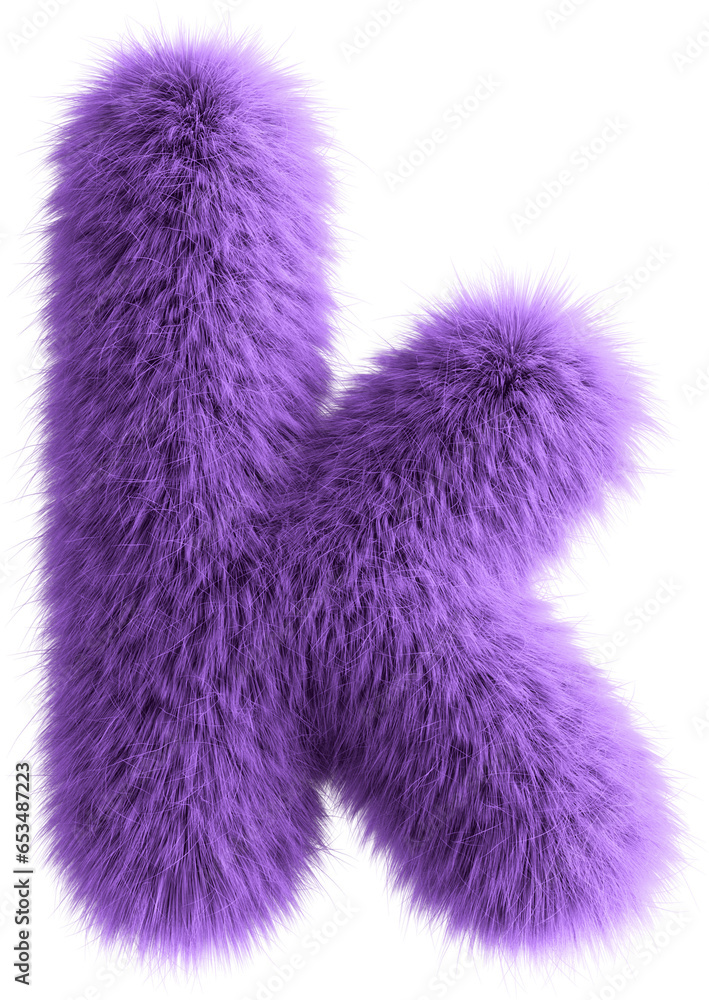 Fototapeta premium Purple 3D Fluffy Letter K