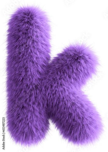 Purple 3D Fluffy Letter K