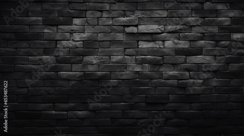 Black brick wall texture background.AI generated image
