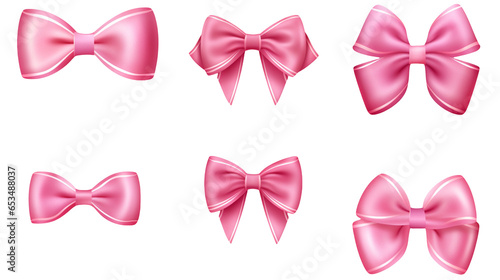 pink bow collection, transparent png, gift concept photo