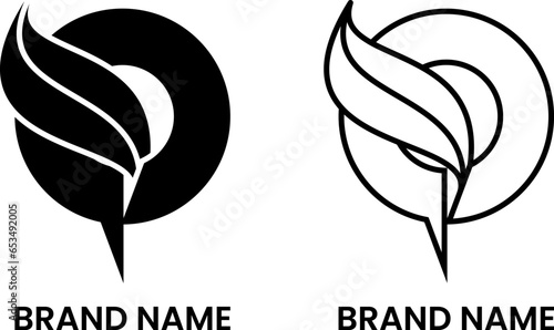 letter Q and leaf logo concept. line, silhouette, simple and modern style. used for company, label,  brand, logo, symbol, sign, print, icon, emblem. editable stroke