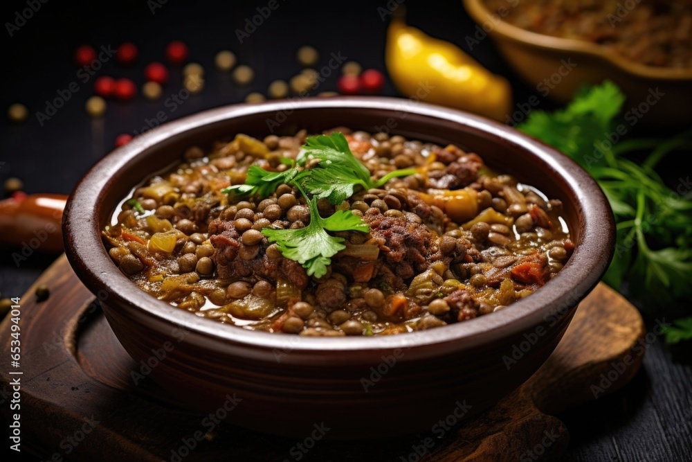Packed with protein and fiber, this hearty lentil soup features tender lentils simmered with aromatic es and accompanied by chunks of tender beef, creating a satisfying and nutritious meal
