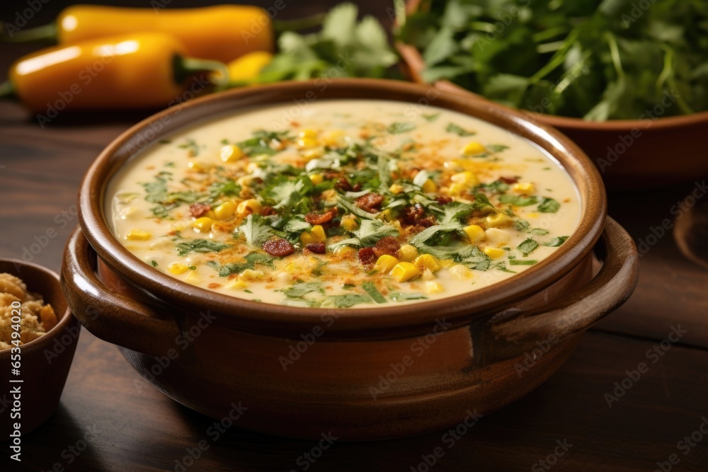 Bringing together the best of both worlds, this fusion soup combines the creaminess of a classic corn chowder with a y kick of Mexican flavors. Loaded with charred corn kernels, diced poblano Bringing together the best of both worlds, this fusion soup combines the creaminess of a classic corn chowder with a y kick of Mexican flavors. Loaded with charred corn kernels, diced poblano