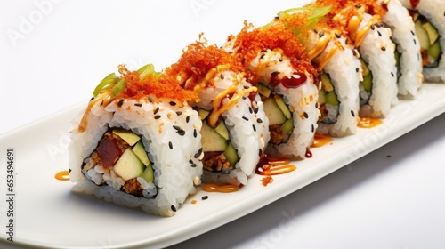 Prepare your palate for a taste sensation as you savor the Rainbow roll, combining the umami goodness of roasted sesame seeds, satisfyingly chewy and flavorful sundried tomatoes, mildly