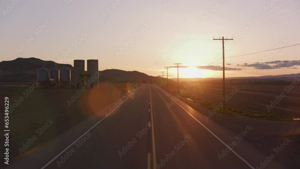 Driving down desert road, automobile point of view. Driving down desert road, automobile point of view.