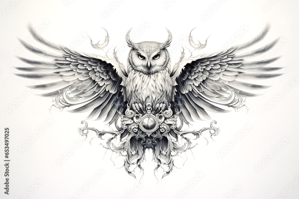 Obraz premium Image of abstract fantasy of owl. Birds, Wildlife Animals, Illustration, Generative AI.