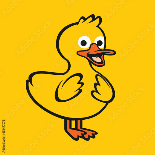 Fototapeta cute cartoon yellow duck smiling happily