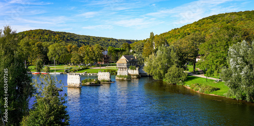 Konstfotografi Vieux Moulin (old water mill) of Vernon along the banks of the River Seine in