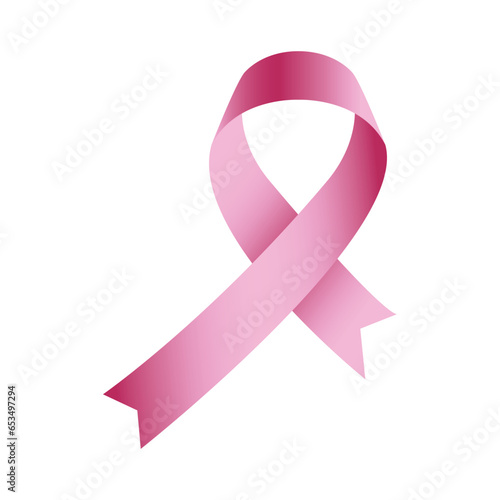 Crossed pink silk ribbon symbol of breast cancer awareness for women vector illustration. Breast cancer awareness month concept on October.