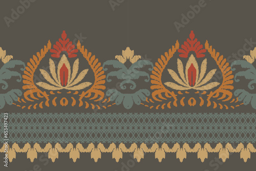 Ethnic ikat design Aztec tribal african art. Seamless pattern in tribal, folk embroidery, and Mexican style. Geometric ornament. Design for print fabric carpet, wallpaper, clothing, wrapping, fabric