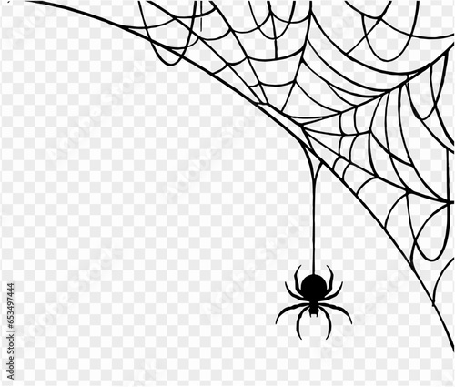 Fotografia Halloween party background with spiderwebs and spider isolated png or transparen
