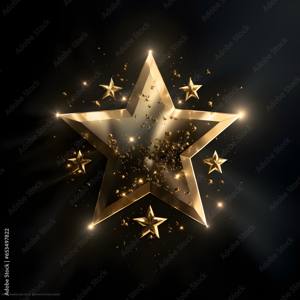 golden stars on black background generative ai