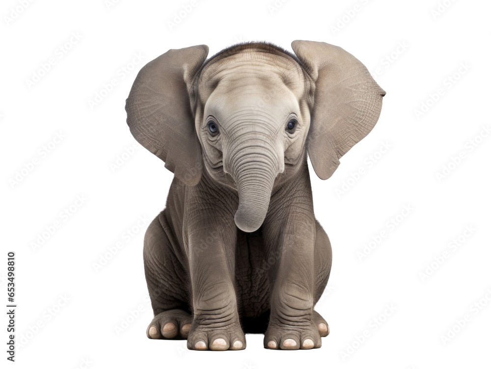 Fototapeta premium Baby elephant on isolated transparent background