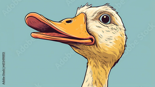 Hand drawn cartoon cute duck illustration

