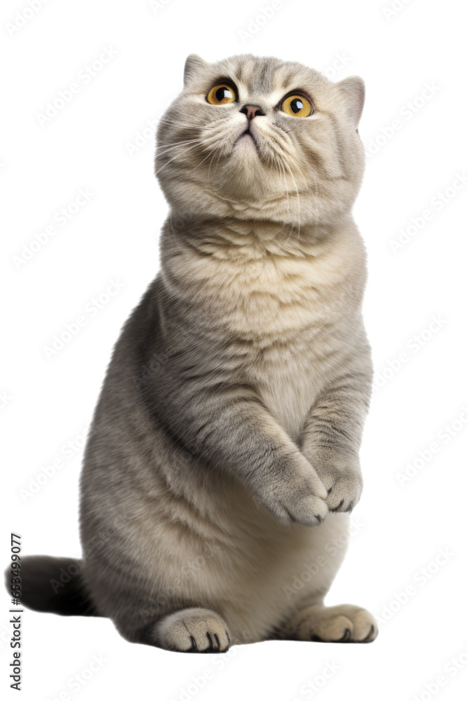 Lovey cat in funny facial expression on isolated transparent background