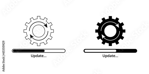 outline silhouette update system icon set isolated on white background