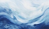 an oil painting with blue waves_Generative AI