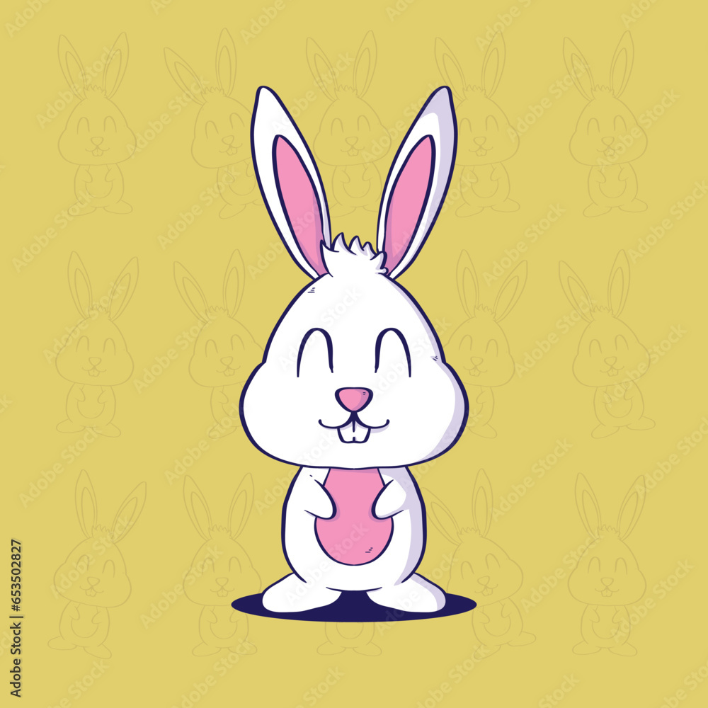 Fototapeta premium Cute Cartoon Mascot Illustration of Bunny. Easter Bunny Vector Illustration. Cute Rabbit Mascot Illustration