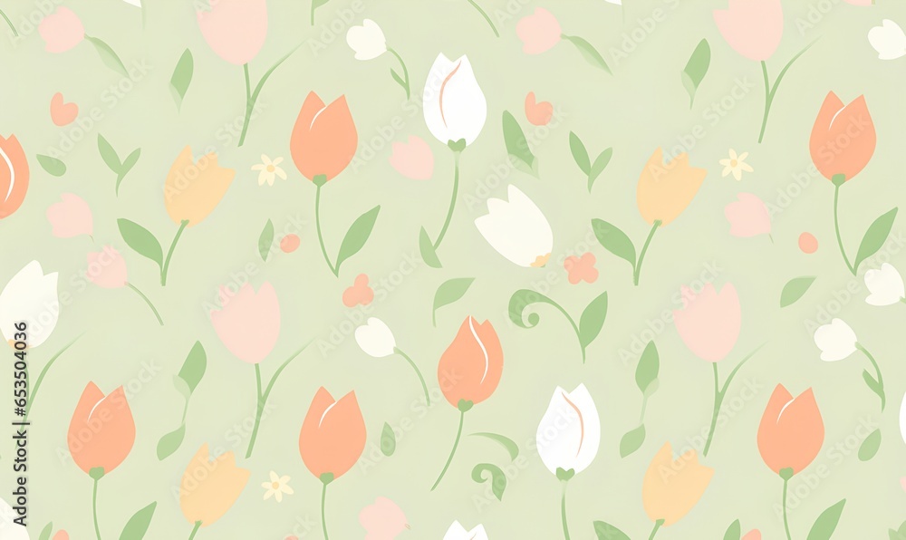 a cute tulip pattern_Generative AI a cute tulip pattern_Generative AI