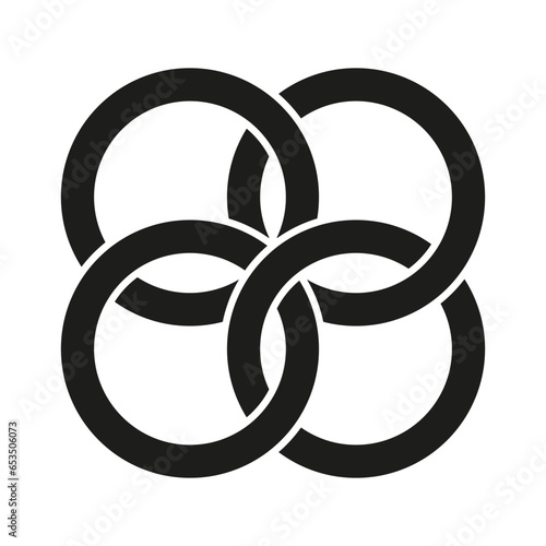 Interlocking circles icon. Rings abstract icon. Connection concept symbol. Vector illustration. EPS 10.