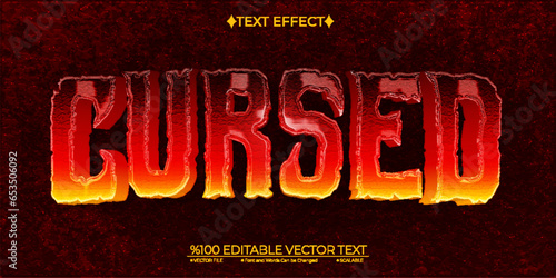 Dark Red and Yellow Cursed Editable Vector Text Effect