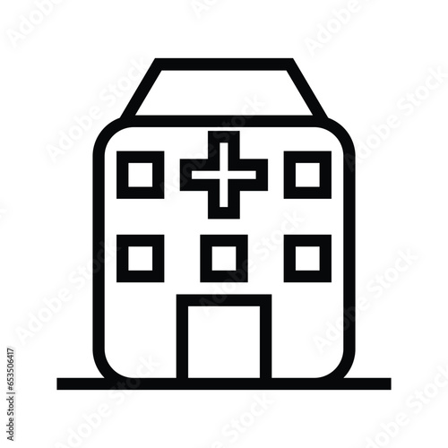 hospital of healthcare and medicine line icons