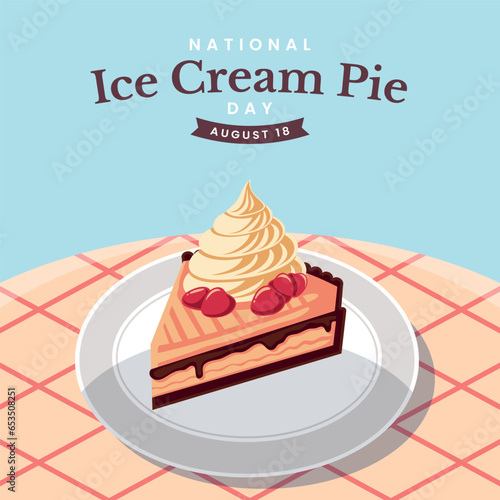 chocolate layer ice cream pie with strawberry topping, National Ice Cream Pie Day August 18