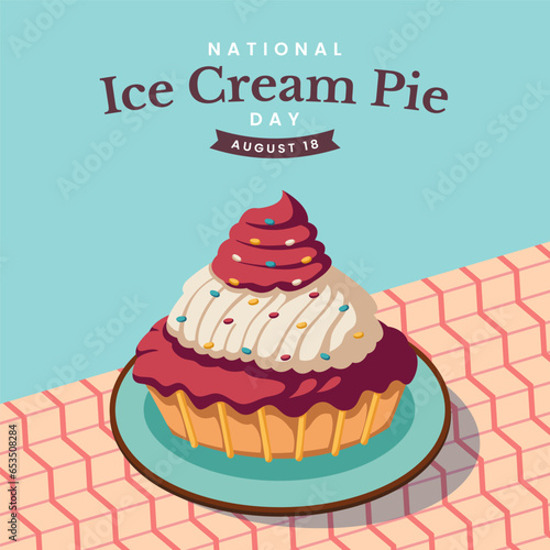 chocolate and vanilla ice cream pie with colorful candy topping National Ice Cream Pie Day August 18