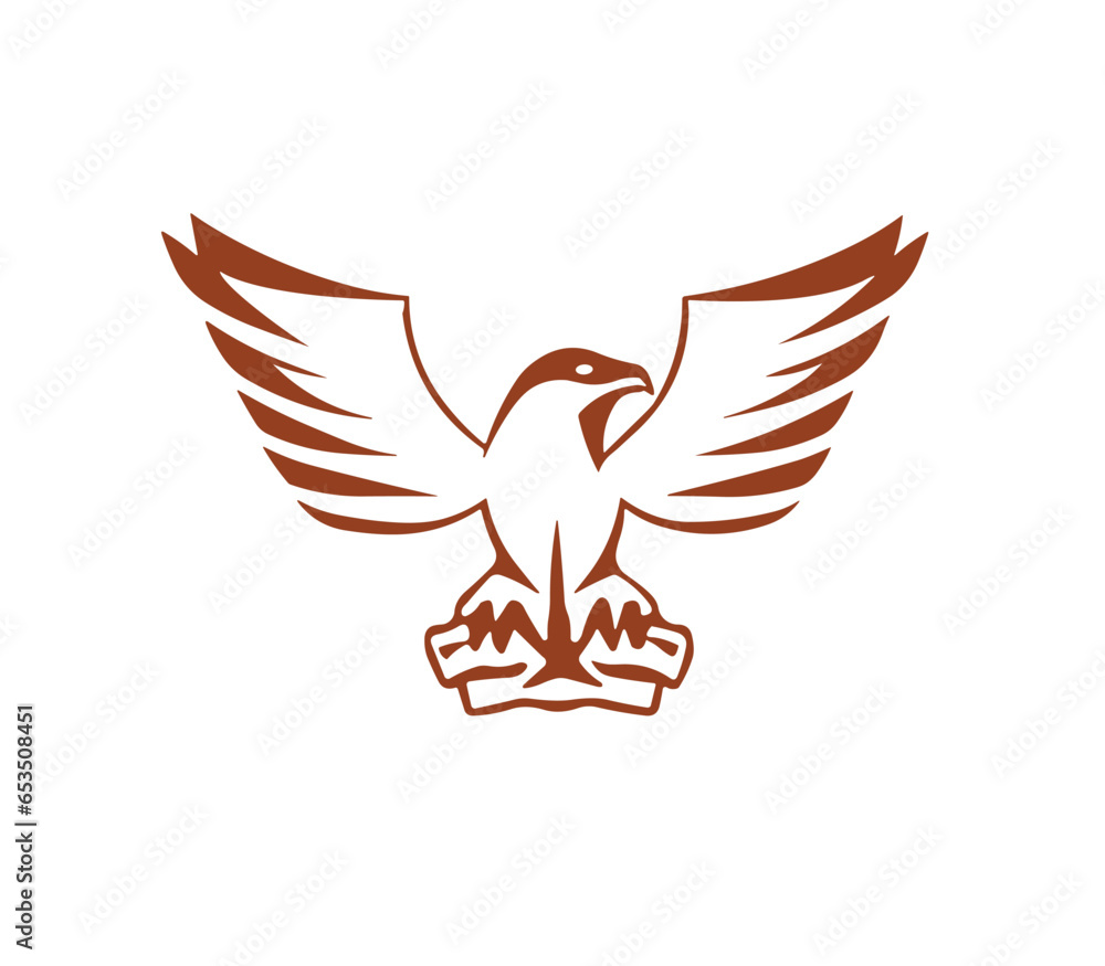 Obraz premium Hawk bird logo eagle fly slogan PNG cartoon vector design