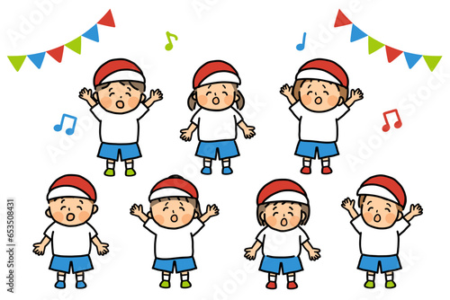 運動会のお遊戯ダンスイラスト