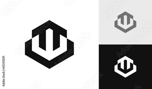 Letter W house hexagon logo design