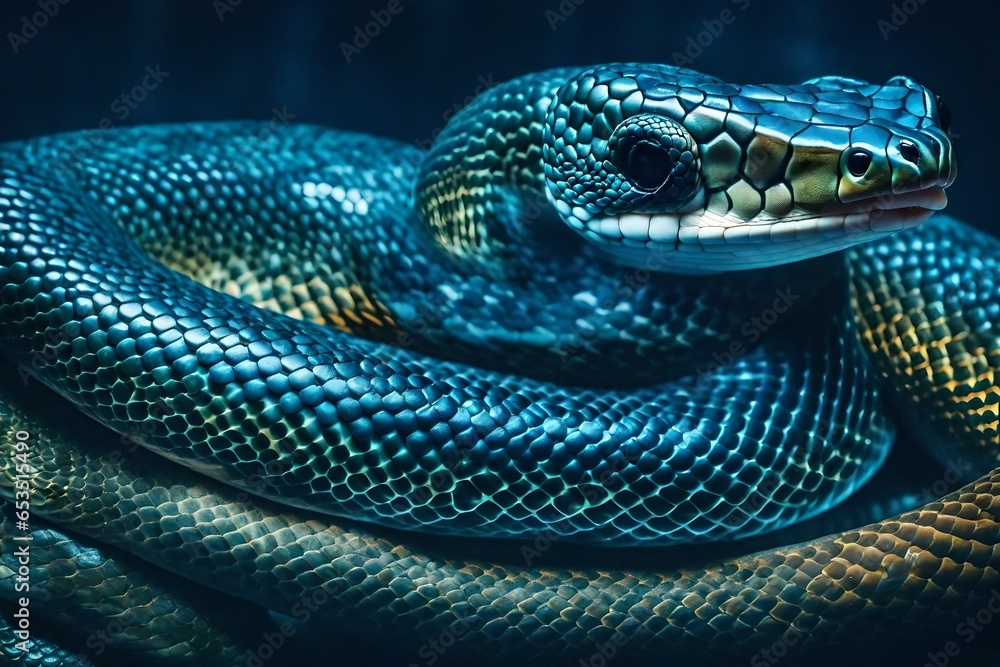 Obraz premium snake on a blue background