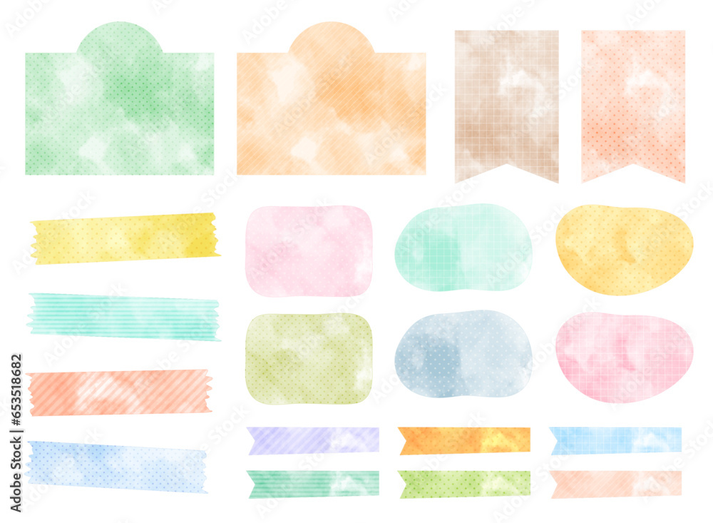 Naklejka premium 手描きのかわいいパステルカラーのフレームコレクション