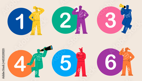Circle number options. business concepts with 6 options, steps. Colorful vector illustration