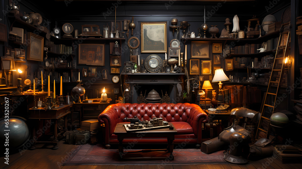 Living Room with an Antique Collectibles Display