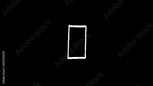 Set of Animated Hand Drawn square frames, Stroke elements on Transparent Background. 4K animation