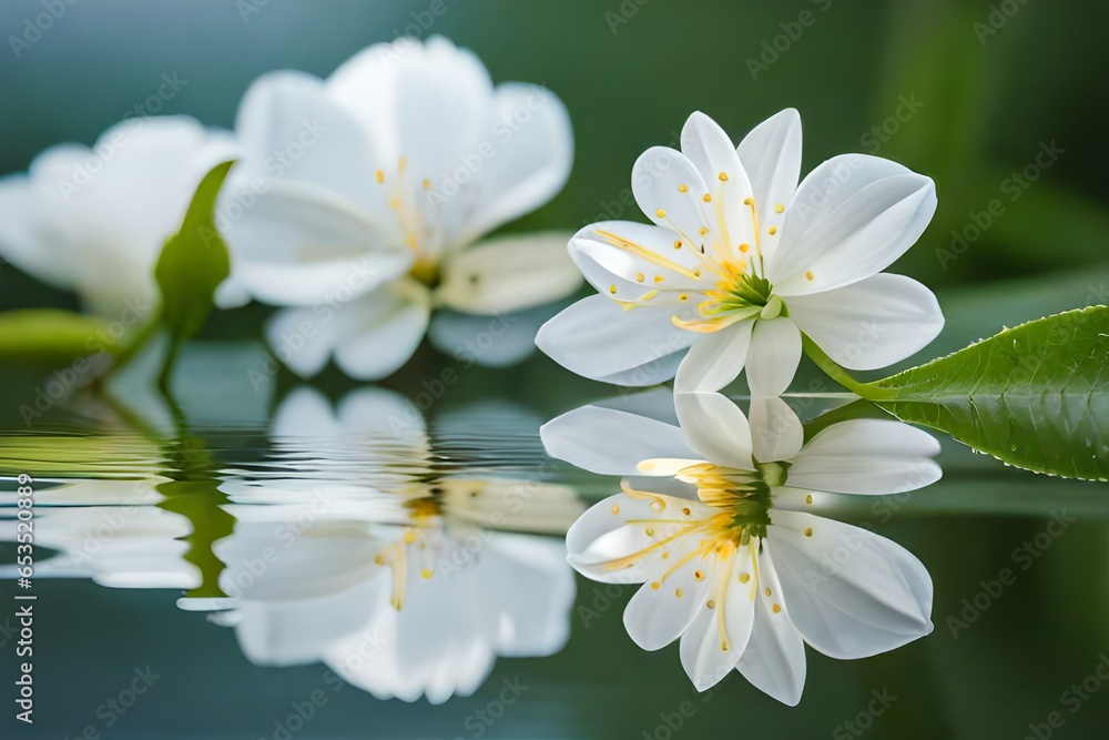Obraz premium white flowers in water