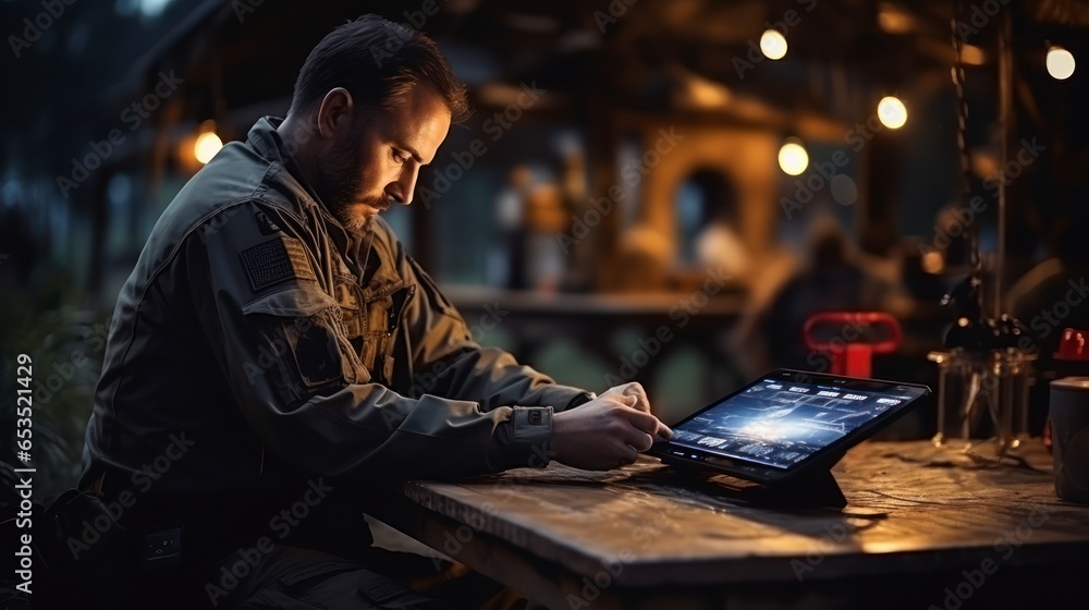 Israel uniformed soldiers analyzing data on tablets and practicing drone tactics in a makeshift base. Artificial intelligence programming control Online coordination of military teams Israel uniformed soldiers analyzing data on tablets and practicing drone tactics in a makeshift base. Artificial intelligence programming control Online coordination of military teams