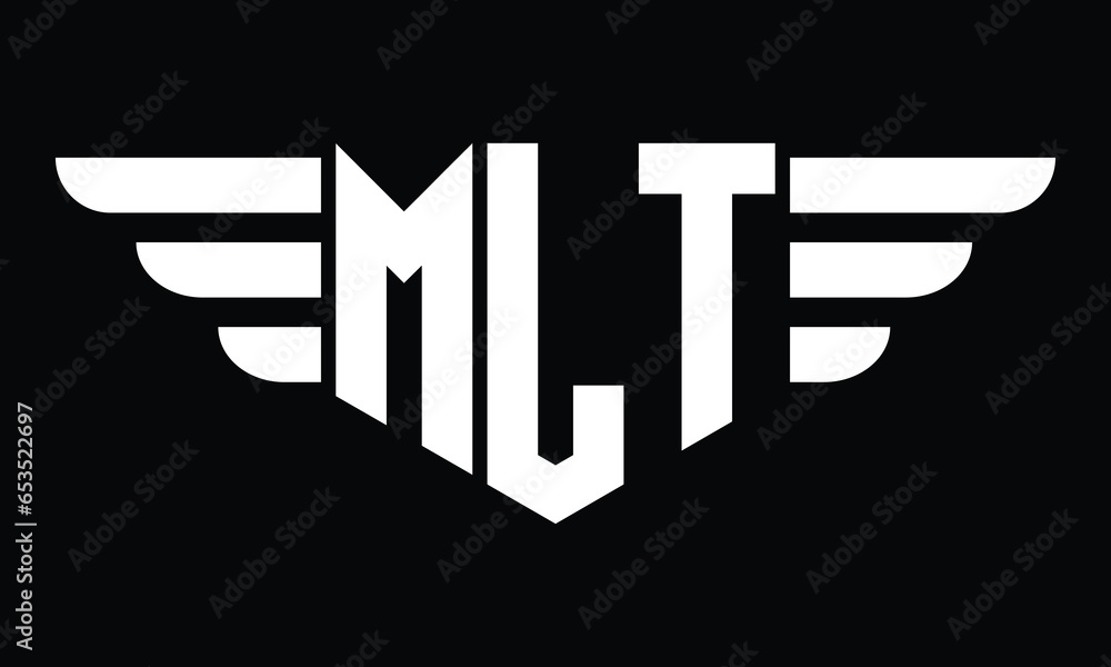 MLT three letter logo, creative wings shape logo design vector template ...