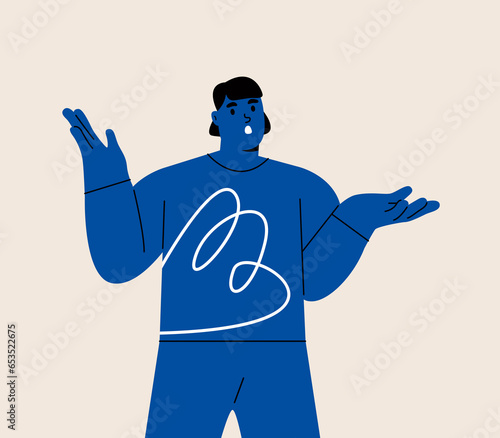 Woman with shocked face expression set. Surprised and amazed person. Colorful vector illustration
