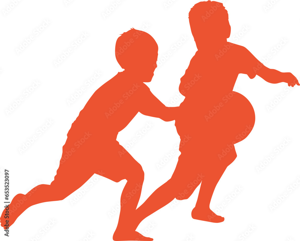 silhouette of playing children