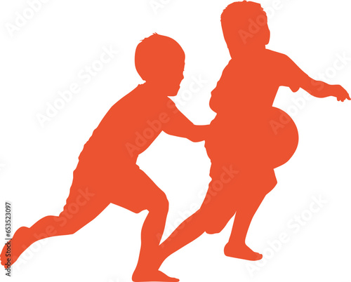 silhouette of playing children