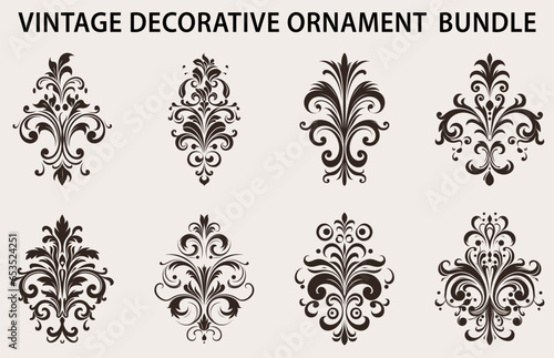 Fototapeta Naklejka Na Ścianę i Meble -  Vintage typographic design element vector bundle, Set of calligraphic vector decorative Ornament element