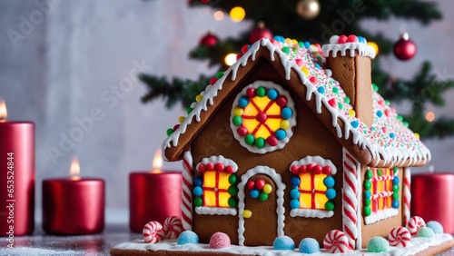 Gingerbread house decorated for Christmas 