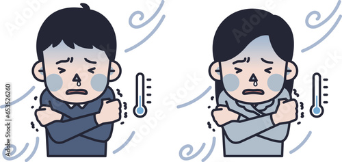 people shivering with cold illustration