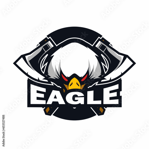 eagle with axe vector logo design