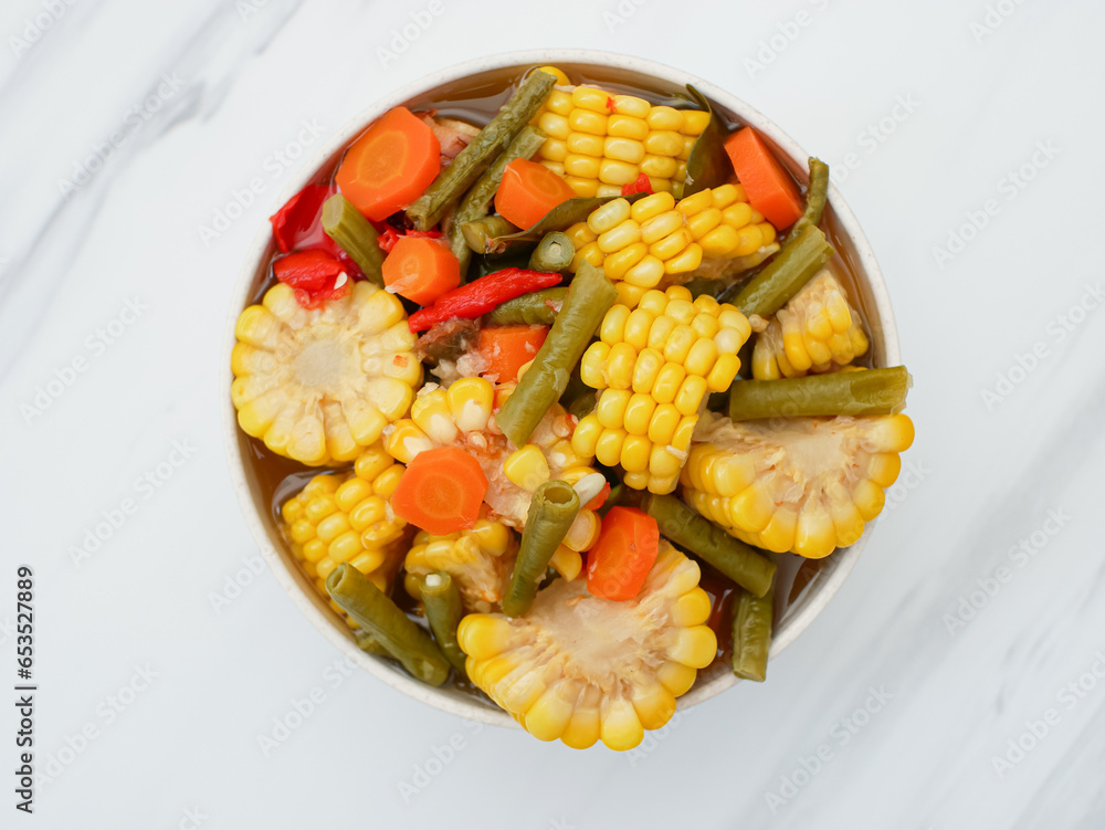 Sayur asem or vegetable tamarind is an Indonesian vegetable soup. It is ...
