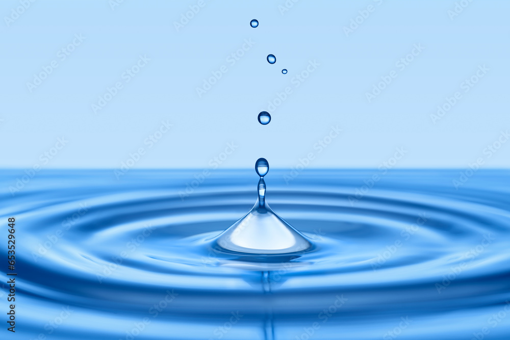 Group of water droplets fall and bounce on a water surface Group of water droplets fall and bounce on a water surface